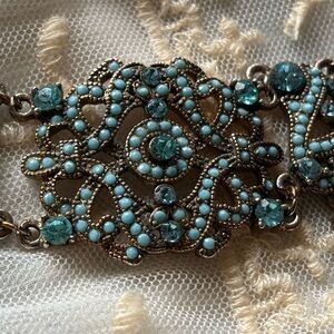 VCLM vintage SPARKLE enamel BLUE gold tone bracelet VINTAGE LOOK 90s